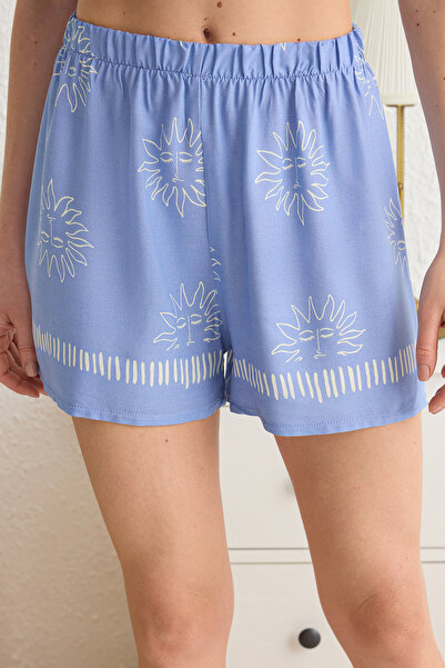 Trendyol Collection Blue-Multicolor Galaxy Shally Woven Pyžamas Set Thmss24Pt00009