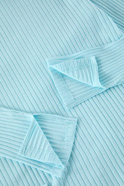 Trendyol Collection Mint Slit Detailed Ribbed Knitted Pajamas Set Thmaw25Pt00241