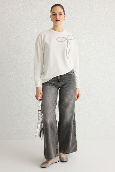 Trendyol Modest Pletená mikina Ecru 2 vlákna bez rastru Tctss25Tw00002