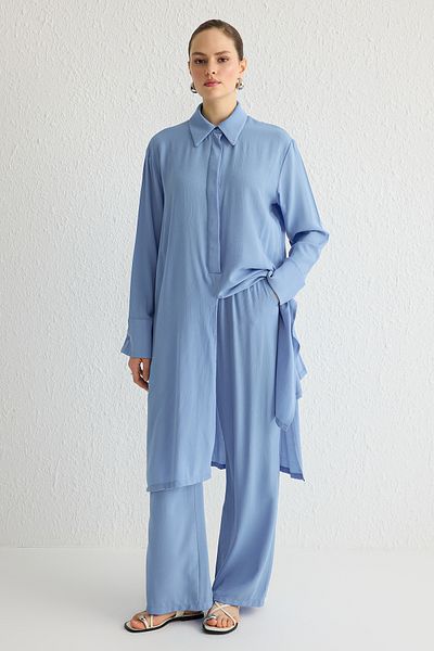Trendyol Modest Modrý přední rozparkovaný tkaný spodní oblek Tctss25Us00005