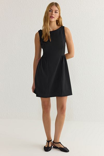 Trendyol Collection Black A-Line Skirt Volume Mini Woven Dress Twoss25El00320