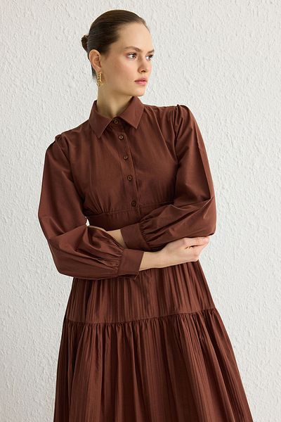 Trendyol Modest Σκούρο καφέ ελαστικό φόρεμα μέσης TCTSS25EB00016