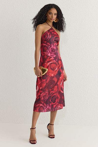 Trendyol Collection Multicolor Floral Print Woven Midi Dress Tprss25El00106