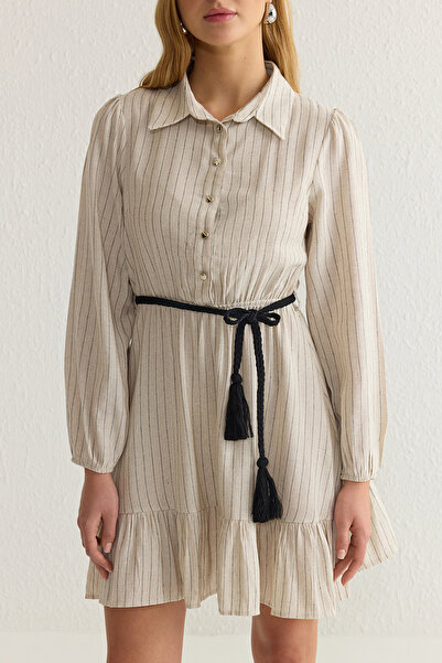 Trendyol Collection Stone Striped Mini Woven Dress Twoss25El00012