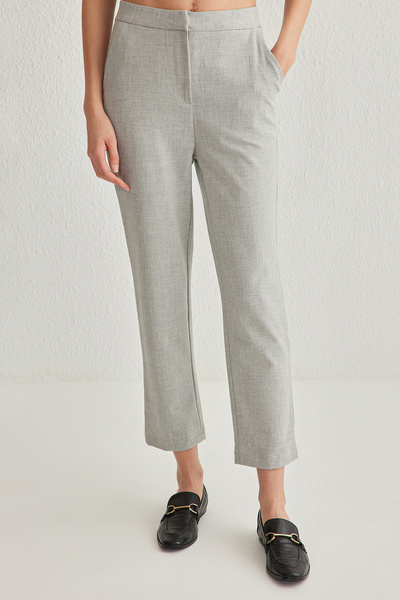 Trendyol Collection High Waist Elastic Gray Cigarette Pants - Tight Leg, Twoss25Pl00011