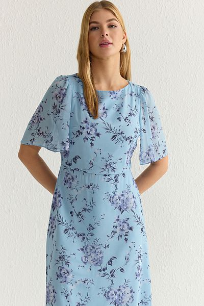 Trendyol Collection Blue Animal Midi Woven Dress Twoss23El01372