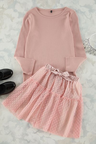 TRENDYOLKIDS Růžové midi tkané šaty Tkdaw25El00036