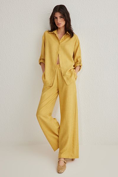 Trendyol Collection Κίτρινο υφαντό κάτω-κορυφαίο σετ TWOSS24AU00095