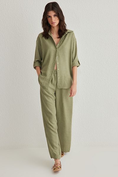 Trendyol Collection Világos khaki szövésű alsó-felső készlet TWOSS24AU00095