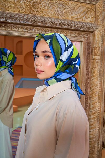 İpekhan Marrakech Συλλεκτικό Μαλακό Κασκόλ Navy Blue Green 1201-01