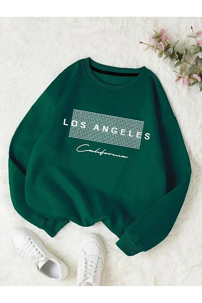 pandy Φούτερ Unisex Los Angeles με στάμπα Oversize Crew Neck