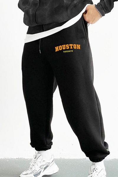 C&C OKULCUNUZ Houston Printed Μαύρο Unisex Φούτερ - 3 νήματα ράστερ, βαμβακερό