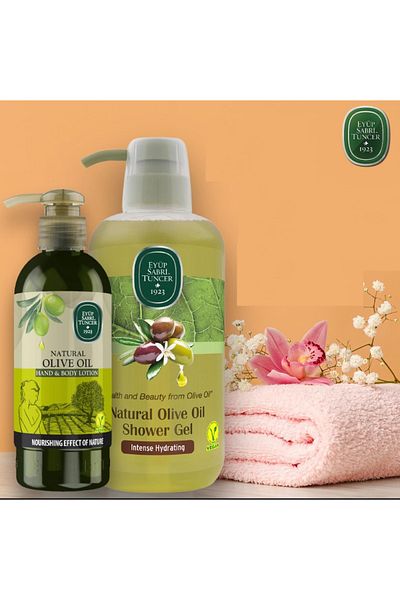 Eyüp Sabri Tuncer Gluten-Free, Olive Oil Shower Gel 600ml, Hand and Body Lotion 250ml