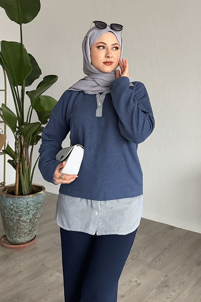 InStyle Indigo Thessaloniki Fabric Garnished Sweat