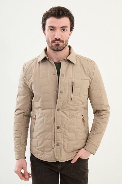 Mcr Quilted Slim Fit Shirt Collar Men's Coat Beige - 39618.24K