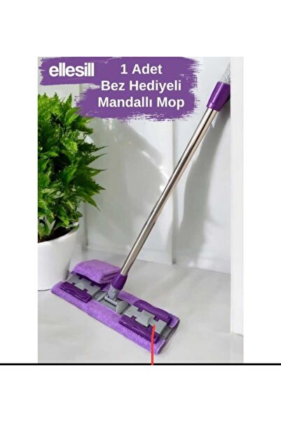 kurt41 Mandalı Mor Mop Kıskaçlı Cam Silme Mopu Mikrofiber Yedek Bezli Yer Duv...