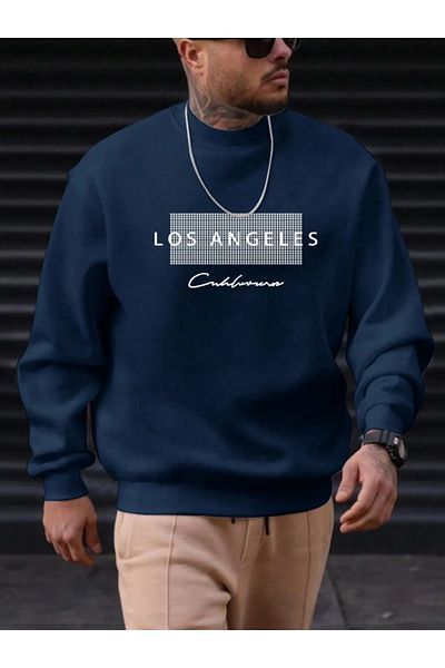 pandy Hanorac oversize cu decolteu rotund cu imprimeu Los Angeles unisex