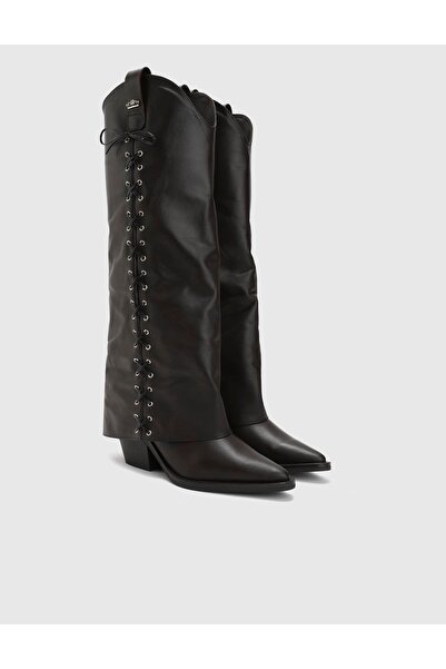 İLVİ Aradia Hakiki Deri Kadın Kahverengi Topuklu Çizme