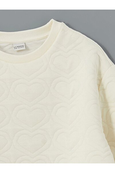 LC Waikiki LCW Kids Ecru Crew Neck lány pulóver és leggings