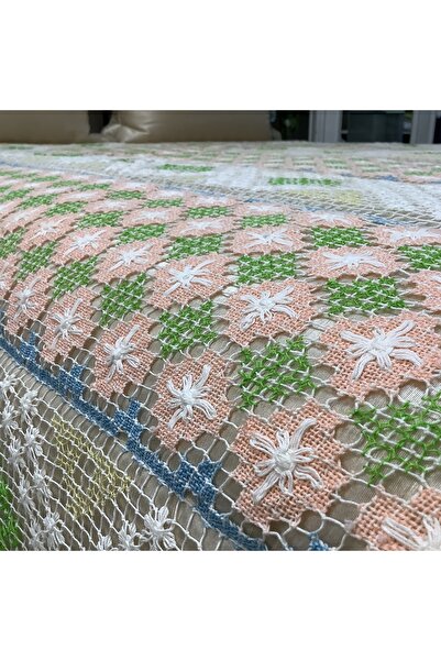 OYA home Renkli Dantelli Yatak Örtüsü -3 parça