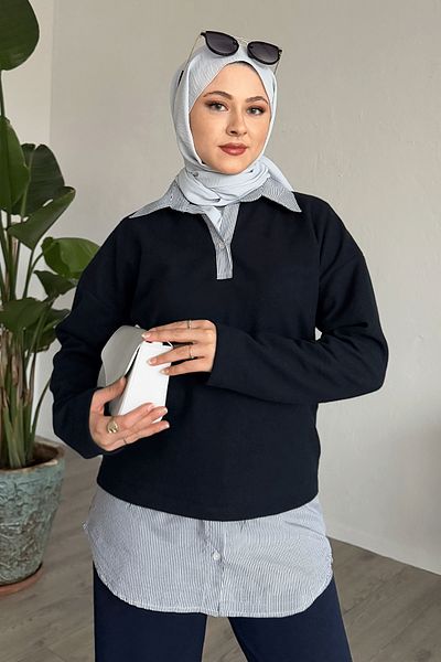 InStyle Garnili Thessaloniki Fabric Navy Blue Sweat