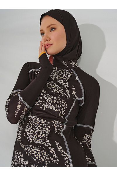 ALFASA Papatya Karyoka - Black - Decorated Hijab Swimsuit