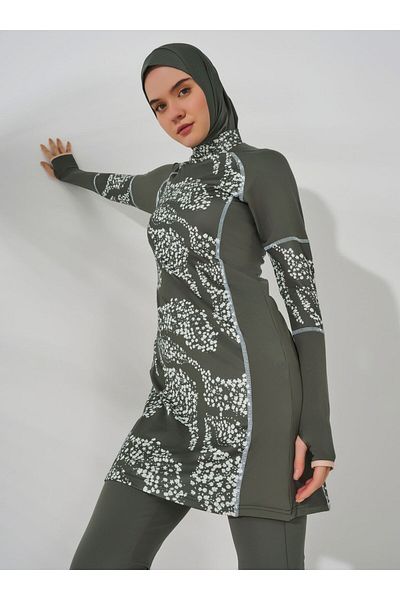 ALFASA Daisy Karyoka Decorated Hijab Swimsuit - Khaki -