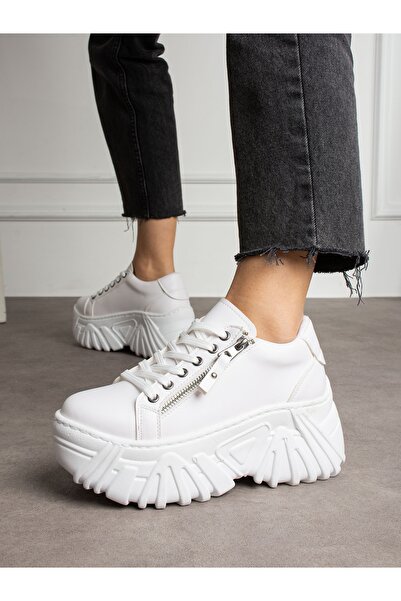 ALEMDAR AYAKKABI APEX White Detalj sa rajsferšlusom Ženska Patike s