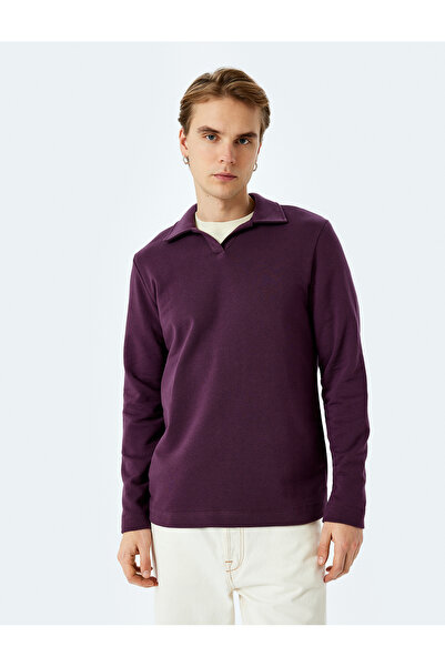 Koton Long Sleeve Cotton Blended Basic Polo Neck Sweatshirt