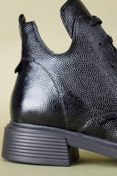 Getcho Statay Γυναικείες Γνήσιες Δερμάτινες Μαύρες Λουστρίνι Μπότες