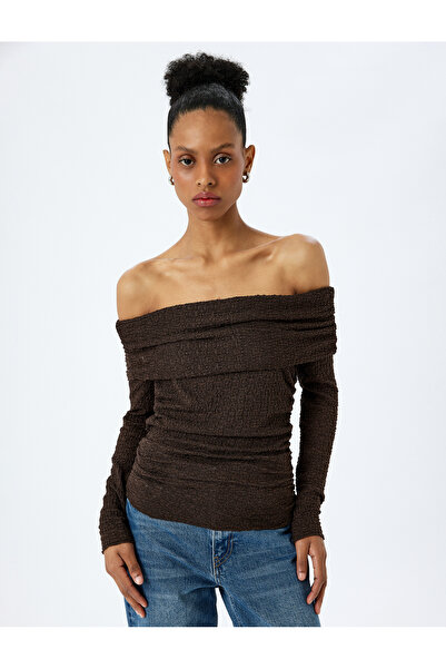 Koton Μακρυμάνικο μπλουζάκι με λεπτή εφαρμογή με δαντέλα