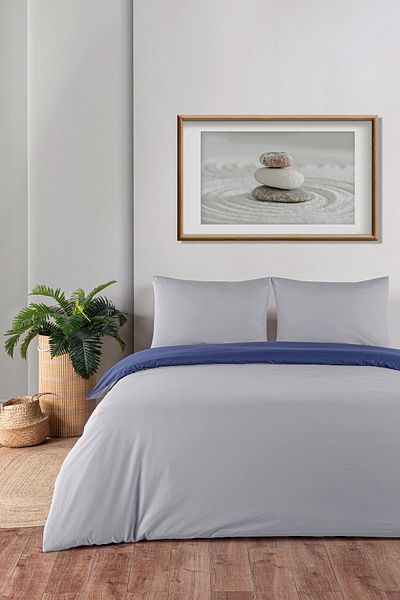 Evim 100% Cotton Akfil Duvet Cover Set 160X220 cm Gray Navy Blue