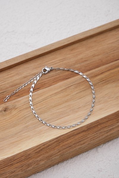 ESBAFLOR Steel Thin Parrot Chain Bracelet Tarnish Free 17+4cm 2mm Suitable for Daily Use