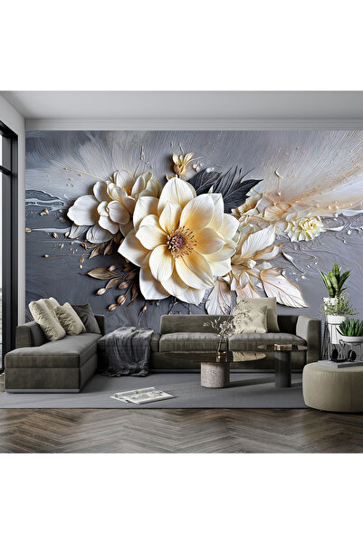 3d tekli çiçek desen poster duvar kağıdı