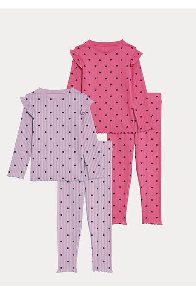 DFN Kids 2-Piece Ribbed Leggings Set for 2-7 Years Old Girl - Camisole