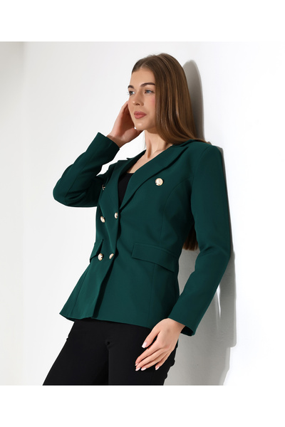 Female Clothing Düğmeli Astarlı Süs Cepli Blazer Ceket
