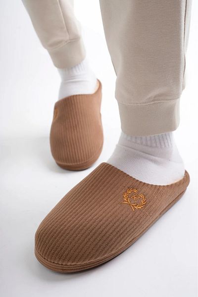 maxey Soft Embroidered Velvet Corduroy Pattern Comfortable Soft Sole Fur Inside Slippers