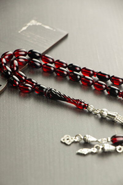 Tesbih Otağı Kalemkar İmameli Red Black Fire Amber Prayer Beads