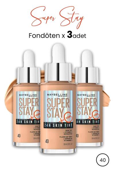 Maybelline New York Maybelline Super Stay 24H Skin Tint Fondöten 40 30 ml x 3...
