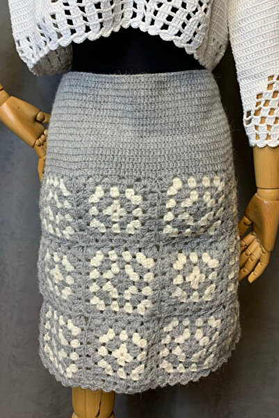 Uretti - Yıldız 7202 Ручна робота Сіра жіноча спідниця - 38/40