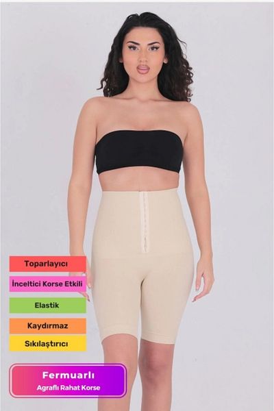 Thriftbuds Special Production High Waist Agraflı Slimming Firming Zippered Recovery Comfortable Jumpsuit Stylish Corset