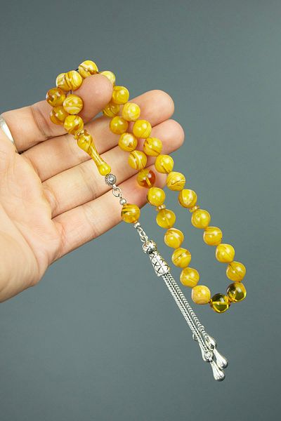 Tesbih Otağı Mărgele de rugăciune de chihlimbar de foc tăiate glob - Design elegant cu ciucuri speciale