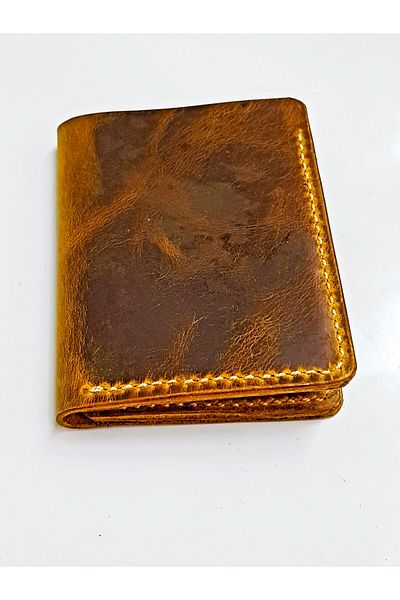 aysefe 5 Compartment Real Leather Handcrafted Leather Wallet Card Holder