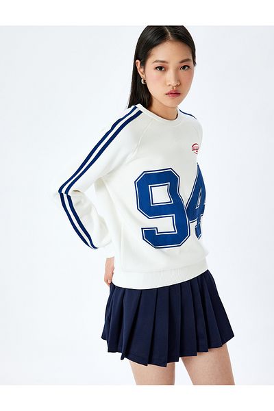 Koton Raised Bias Crew Neck College Printed Long Sleeve Sweatshirt