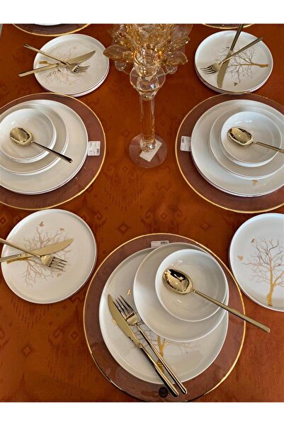 Sembol Tree Of Lıfe Bone China Yemek Takımı 66 Parça