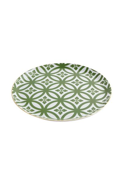 Porland Morocco Pattern 1 Green Flat Plate 24 cm