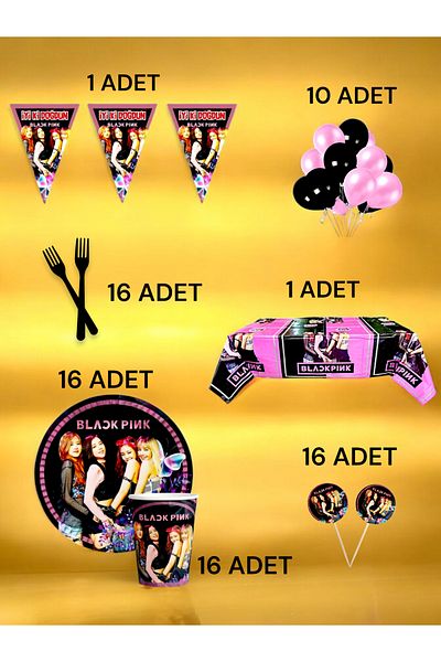 VibeHome Blackpink Themed L Pack for 16 - Birthday Party and Fun Events