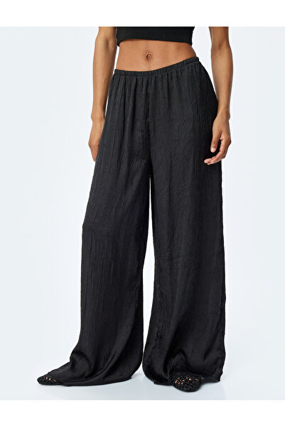 Koton Beli Lastikli Cepli Bol Paça Yüksek Bel Pantolon