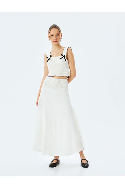 Koton High Waist Wrapped Oversize Midi Skirt
