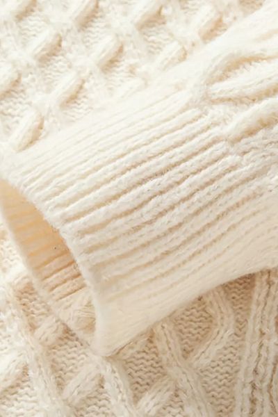 Tarz Cool Men's White Hair Braided Run Regular Fit Crew Neck Knitwear Sweater